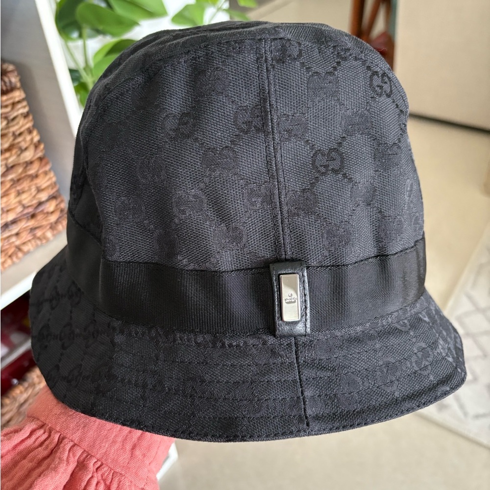 Vintage Gucci Black Monogram Bucket Hat
